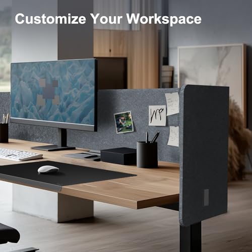 Image of Desk Privacy Panel, 2-Pack L-Shaped Desk Divider, Acoustic Office Partition | Clamp-on 47.2 inch x 18.7 inch PET Felt Panels, Tackable Surface for Notes, Create Private Workspace Reduces Noise, for Home Office