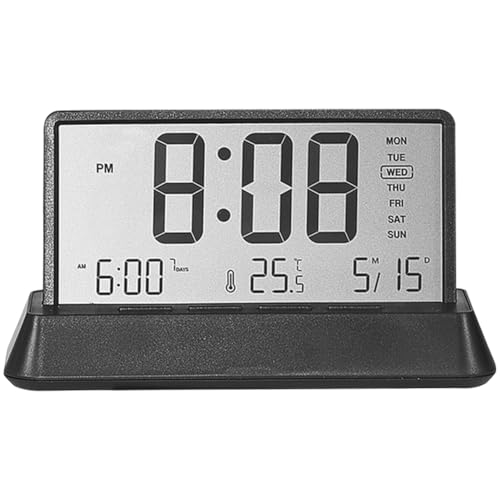 NINMORTH Moderno reloj despertador digital LCD transparente minimalista con termómetro y calendario perpetuo