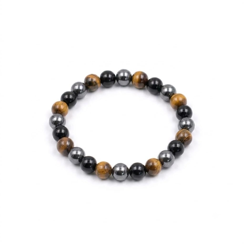 Triple Protection Bracelet for Men & Women | Natural Tiger Eye, Black Obsidian & Hematite Gemstone Beaded Bracelet | Adjustable Crystal Bracelet for Everyday Wear & Gifting-image-43