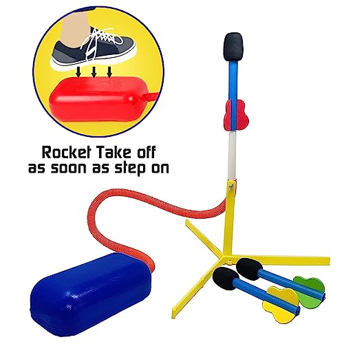 Image of Wembley Jump Rocket Toys for Kids | 3 Foam Tipped Rockets with Whistling Sound | Stomp Launcher Outdoor Toy Set | Flying Toys for Kids | Flies Upto 150Ft Non-Toxic, No Battery, Multicolor