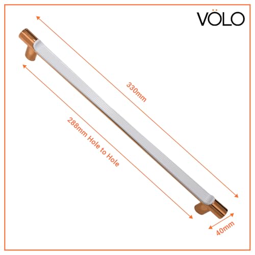 Image of VOLO Wardrobe Cabinet Handle - Sleek Pull Handle for Drawers, Wardrobes, Sliding Doors, and Cabinets in Kitchen, Bedroom, and Office (R-241) (2, Rose Gold, 288MM (12 Inch))