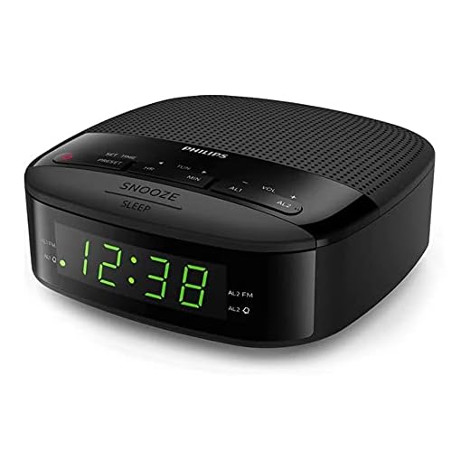 Philips Alarm Clocks Radio for Bedrooms, LED Display, Easy Snooze, Sleep Timer, Alarm Clock Radio w/Battery Backup Bedroom Clock