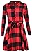 FANCYINN Women Long Sleeve Plaid Pattern Tunic Tops Shirt Casual Spring Dress Red M