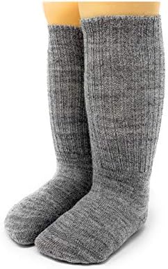WARRIOR ALPACA SOCKS - Infant & Toddler Baby Alpaca Wool Socks, Unisex, Cuff-able Knee High, Solid, Dye & Bleach Free (9-18 Months, Natural Grey)