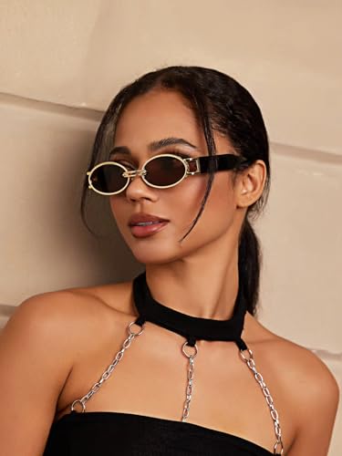 Image of Bold Retro Oval Sunglasses For Men Women UV400 Protection Designer Goggles with Vintage Bold Alloy Frame Stylish Branded Full Rim Shades