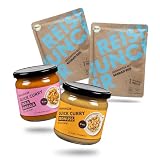 REISHUNGER Bio Quick Curry Lunch Set - 2x Gedämpfter Basmati Reis - Quick Curry & Express Reis für 4 Portionen - Vegane Proteinquelle in Bio-Qualität - Fertig in 2 Minuten