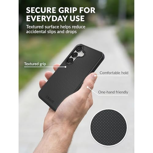 Image of Crave Compatible with Samsung Galaxy S25 Case (6.2 inch), Slim Fit, Shockproof Dual Layer Grip, Wireless Charging Compatible - Black