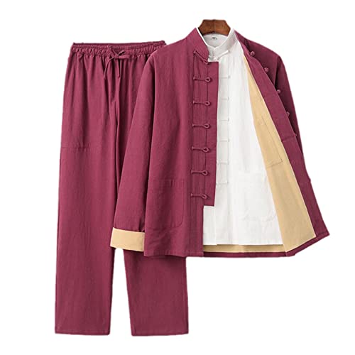 Uniforme taichi traditionnel chinois haut de gamme en coton et lin naturel