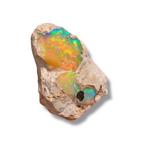 White Opal Rough 17 Ct. 24X16X10 mm Natural Ethiopian Opal Raw Suitable For Cutting & Jewelry Making Crystals For Tumbling Wire Wrapping Fire Opal Gemstone