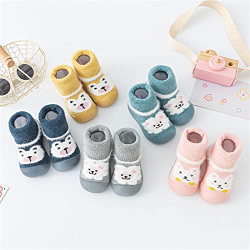 Baby Sock Shoes Baby Walking Shoes Infant Boys Girls Animal Cartoon Shoes Toddler Fleece WarmThe for (Pink, 5.5 Infant)4