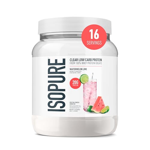 Isopure Clear Whey Isolate Protein Powder Lactose Free Gluten Free Naturally Flavored Watermelon Lime 20g Protein Per Serving 14.1 Oz 16 Servings (Packaging May Vary)