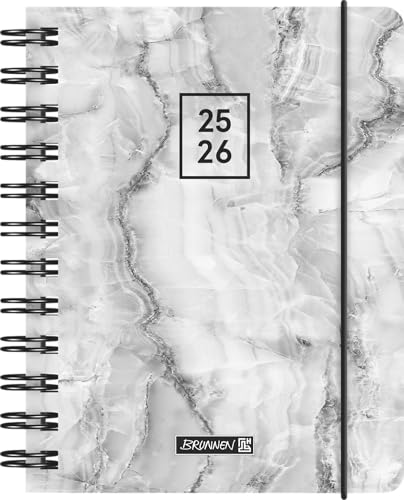 BRUNNEN Schülerkalender 2025/2026 „Grey Marble“ | A6, Kunststoff