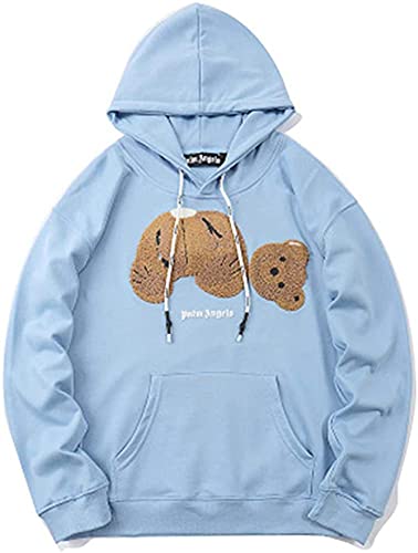 LUBANC PA Oso decapitado Oso de Peluche Calle con Capucha Suéter Perezoso Ángeles Sudadera con Capucha Parejas Hombres Mujeres Azul (XXXL) Cover
