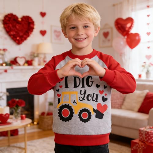 Image of Akyzic Toddler Boys Sweatshirts Cotton Crewneck Truck Shirt Dinosaur Long Sleeve Pullover Tops Tees 2-8T