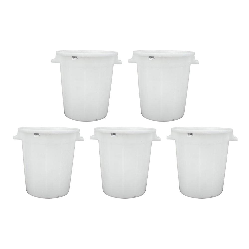 PROREGAL SuperSparSet 5x Kunststoffbehälter | Weiß | 50L | Mehrzweckfass, Kunststoffbehälter, Tonne, Universaltonne