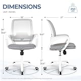CELTOSS Ergonomic Mesh Office Chair, Mid Back Computer Desk Chair with Lumbar Support, Swivel, Height Adjustable, with Armrests, Gray
