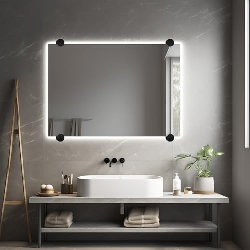 Image of Frameless Mirror Mounting Hardware Kit Zinc Alloy Mirror Holder Clips Round Shape Dual-Screw Fixing Mirror Glass Hanging Bracket with Screws and Anchors Fit for 3-5mm Thickness (Black, Set of 8)