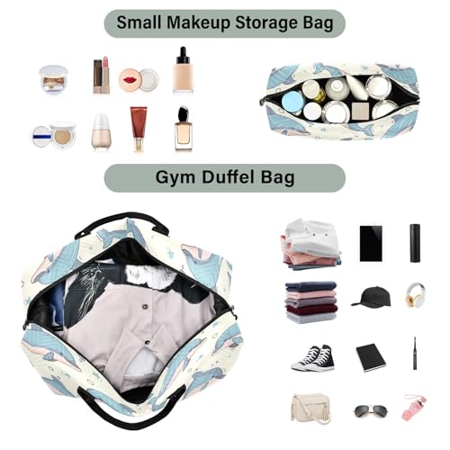 Dolphin Travel Duffle Bag,Large Weekender Travel Bag for Women Men Waterproof Luggage Bag with Trolley Sleeve,Airplane Travel Essentials for Flying4