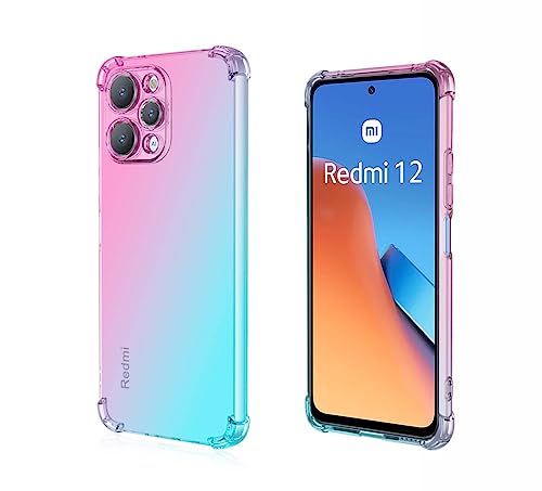 Cover Super Colorata per Xiaomi Redmi 12 4G Traslucido Custodia con Angoli Rinforzati -Rosa silicone verde tpu