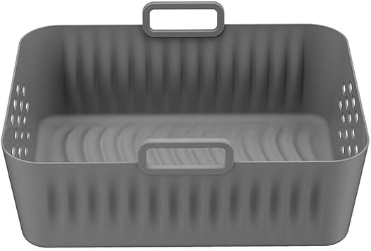 Silicone Air Fryer Tray, Reusable Silicone Air Fryer Tray for SL401 SL400 DZ201 DZ401 DZ550, Non-Stick Liner with Optimal Airflow, Reusable Basket Insert 21.5x16.5cmgray