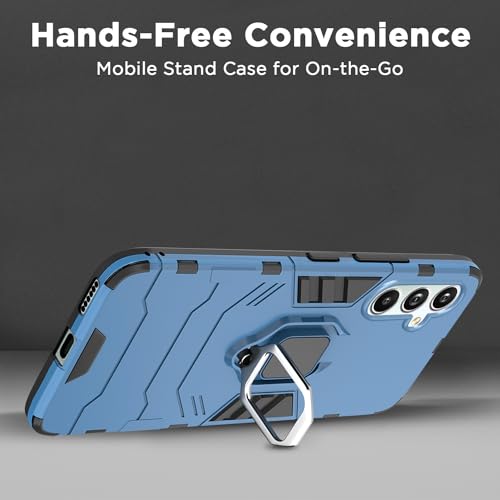 Image of Pikkme Samsung Galaxy S23 FE 5G Back Cover | D5 Tough Armor Bumper | 360 Protection Case | Ring Holder Stand Case for Samsung Galaxy S23 FE 5G (Blue)