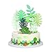 Lot de 14 décorations de gâteau tropicales en forme de feuille de palmier - Décoration pour gâteaux - Pour feuilles vertes, cupcakes, pics de plantes, feuilles tropicales, fête d'anniversaire