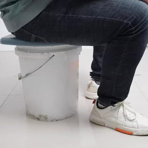 Bucket Toilet Seat with Lid, Bucket Toilet Seat with Lid, 250kg Load Waterproof Pvc Camping with Fixed Slots, Portable for Long Trips Hiking Camping Indoor Outdoor - Image 2