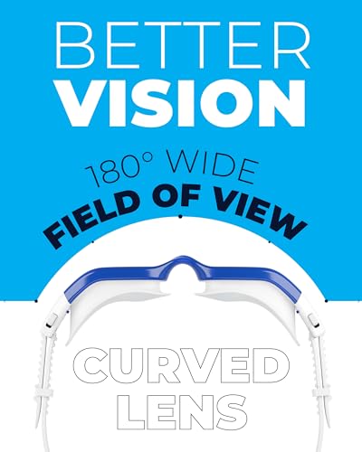 AqtivAqua Swim Goggles Swimming Goggles for Adult Men Women Kids 6-14 Youth Girls Boys Childrens DX-S (Blue&Black frame, Blue case, Shade lens)