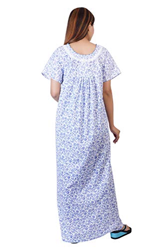 Image of Women's Cotton Block Print Knee Length Nighty