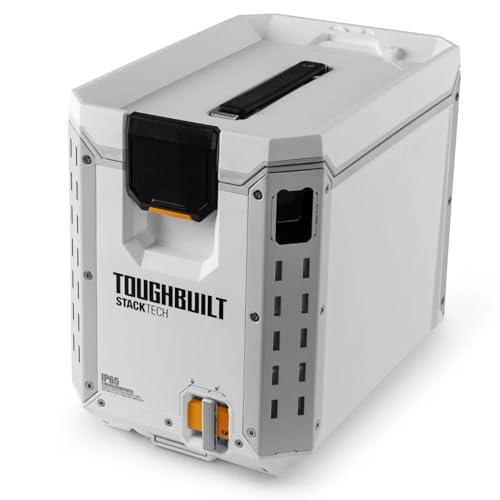 ToughBuilt Compact Cooler, Stackable 16 Quart Hard Shell Ice Chest for StackTech Boxes, Totes, or Lunchbox, 18 Can Capacity, White