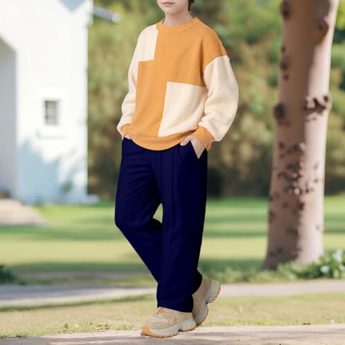 Girls Cargo Joggers Sweatpants Solid Color Loose Fit Track Pants Elastic High Waist Wide Leg Trousers with Pockets3