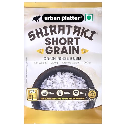 Urban Platter Shirataki Short-Grain Rice, 220g [Ultra Low-carb, Low-Calorie, Keto-Friendly, Fat-Free, Gluten-Free Alternative to Rice]
