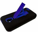 For ZTE Unico LTE Kickstand Dual Layer Hybrid Phone Cover Case - Blue / Black + Happy Face Phone...