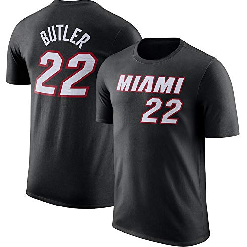 Camiseta de Manga Corta Verano Casual Baloncesto Ropa Unisex Miami Heat Camiseta Negra Hombres NBA Casual Media Manga Camiseta,S