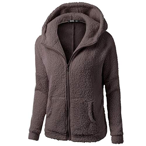 Sudadera para Mujer Moda Otoño Manga Larga,Sonnena Abrigo con Capucha Mujer Cremallera de Lana de Invierno cálido algodón Outwear Casual Color cálido para Otoño