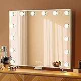 NEZZOE Vanity Mirror with Lights, 24'×20' Vanity Lighted Mirror with Smart Touch Control Dimmer Bulbs, Two USB Outputs with Phone Holder, Tabletop or Wall Mounted