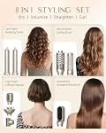 RUCHA pliable 8 en 1 Coiffeur & Chaud Air Styler, 110,000 RPM Brosse sèche-cheveux haute vitesse, Air Curler pour cheveux, Négatif Ion chaud Air Bursh for Frizz-Free Styling Curling Redressement rapide de séchage Volumisation