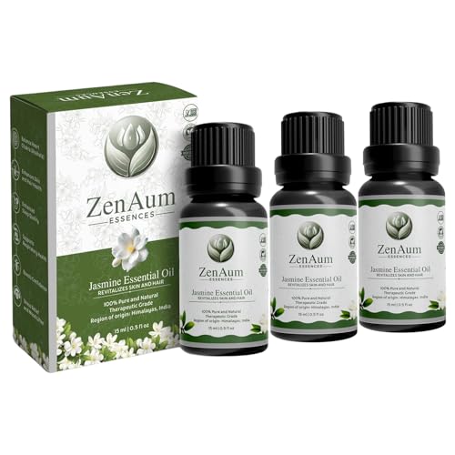 Image of 100% Pure Jasmine Essential Oil|Mood Uplifting & Skin Hydration|Romantic Aromatherapy, Stress Relief & Hair Nourishment | GMP, IFRA, ISO Certified- 15ml - Pack of 3