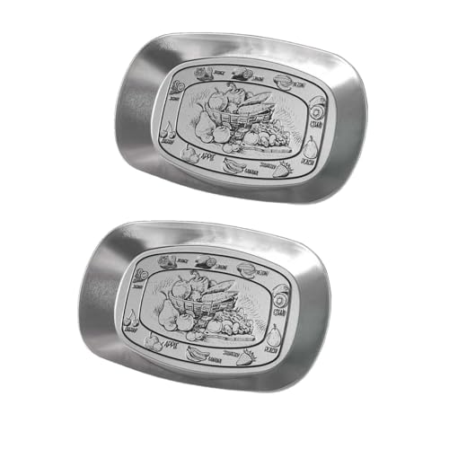 Piatti per la cena, 2 pz piatti da cucina da campeggio in metallo, piatto di frutta in metallo retrò snack 10.2x6.7 x1.6in per biscotti alla frutta per insalata barbecue (Stile di frutta vegetale)