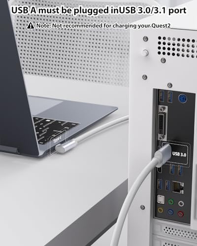Kabel łączący 5 m, kompatybilny z Meta/Oculus Quest2/Pro PICO 4 akcesoriami i PC Steam VR, Stouchi Virtual Reality Head, szybki transfer danych z komputera, kabel USB 3.0 na USB C do komputera gamingowego