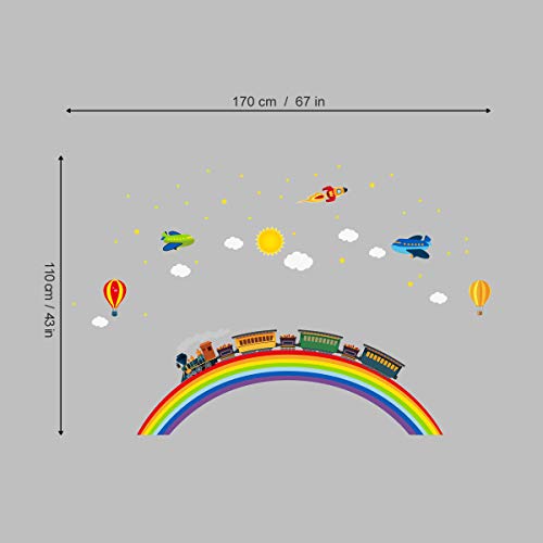 Vinilo decorativo infantil arco iris tren cohete aviones miniatura 5