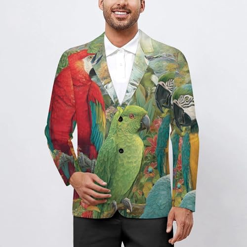 Parrot Bird Men's Blazer Printed Button Suit Jacket Slim Sport Coat Blazers2
