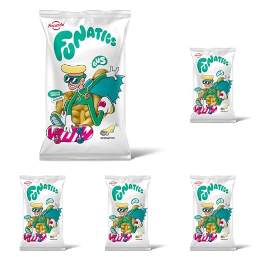 Facundo Funatics Gustavito Snack de Maíz Horneado, Aperitivo Sin Gluten, 85g, Sabor Natural (Paquete de 5)