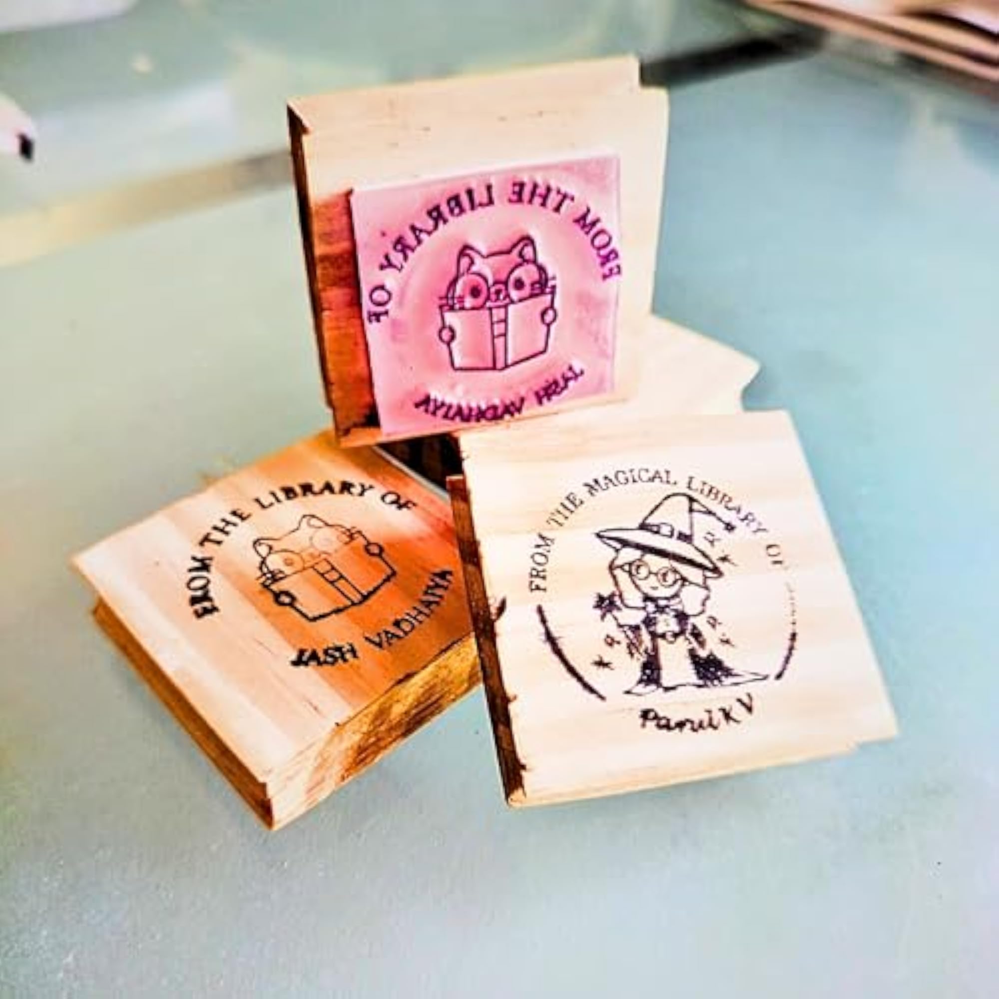Personalised Wooden Book Stamp for Home Library