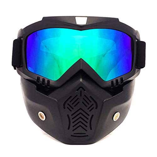 HCMAX Óculos de proteção com máscara facial destacável estilo Harley capacete equitação óculos de sol presente do dia dos namorados
