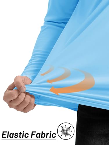 TACVASEN Herren 1/4 Zip Langarmshirts UV-Shirts Outdoorshirts Sonnenschutz Running Shirts Sommer für Männer, Wasserblau, XL