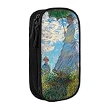 ペンケース クロード モネ 日傘さす女性 筆箱 ふでばこ大容量 多機能 おしゃれ シンプル 収納 化粧 筆入れ 男の子 女の子 高校生 中学生 子供用 社会人用 小物収納 文房具 旅行