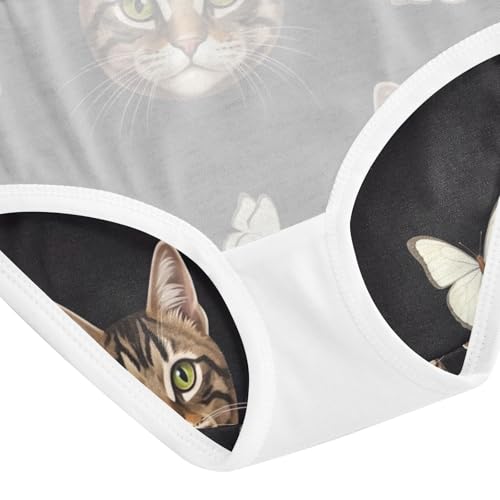 Girls' Underwear, Cute Cat White Butterflies Toddler Briefs, Girls Cotton Underwear, 2T–8 Years4