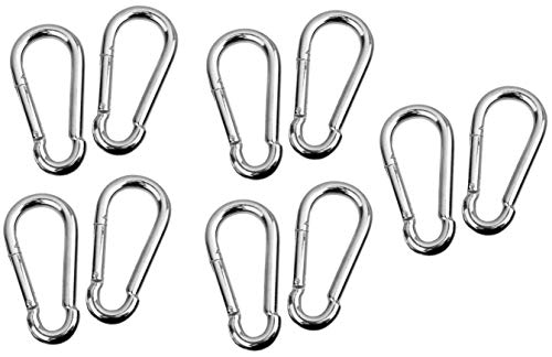 Image of SKMT snap Hook Lock, snap Hook for Rope, Stainless Steel Spring Snap Hook Carabiner (Silver), Outdoor Sports Carabiner snap Spring Clips Hook (10MM Pack of 10)