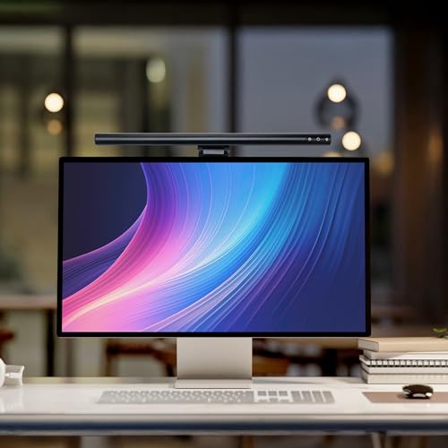 Image of Quantum LED Computer Monitor Lamp Screen Light Bar in Black with 6ft USB-A Plug-in Cord, Dimmable and 5-CCT Selectable Touch Controls
